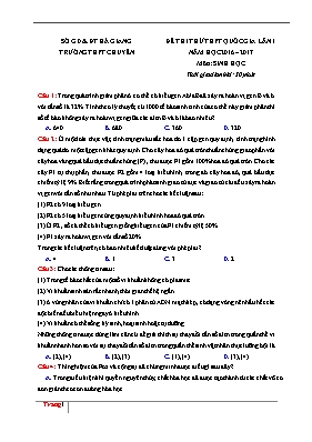 Đề thi thử THPT quốc gia môn Sinh học lần 1 - Năm học 2016-2017 - Trường THPT chuyên Hà Giang